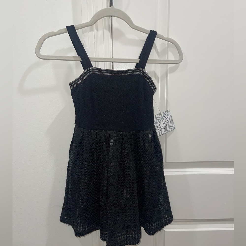 NWT Elisa B boutique runway black sleeveless girls sequin dress. Sz 7